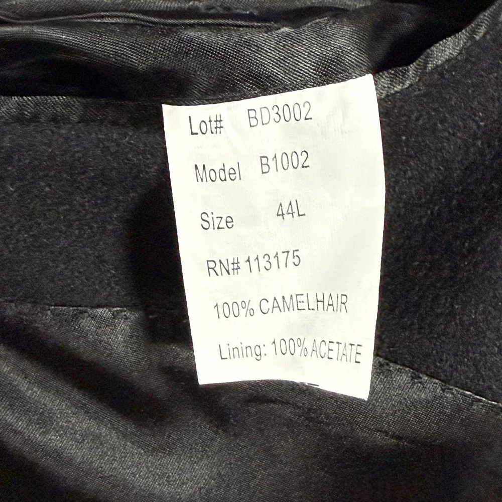 Bill Blass Mens 44L Black 100% Camel Hair Sport Coat Blazer B1002 Grand Luxe